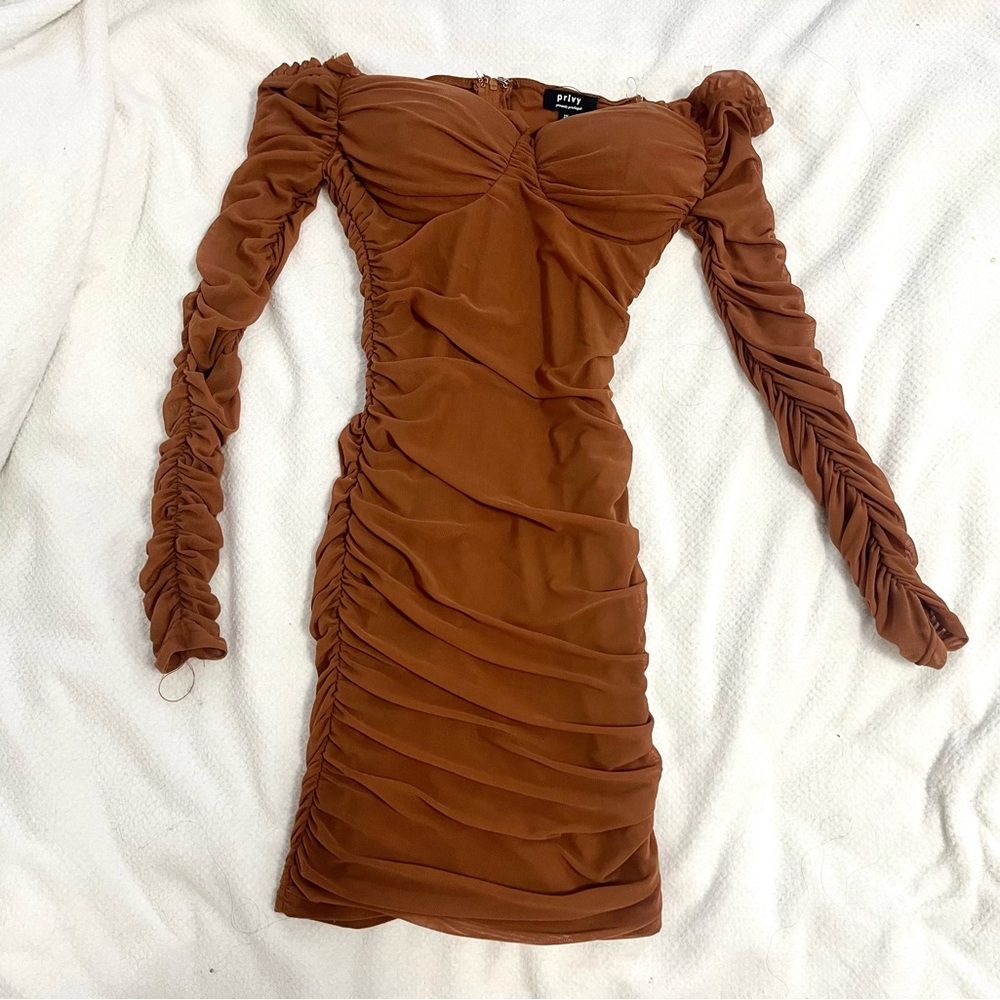 Copper Sleeve Mini Dress